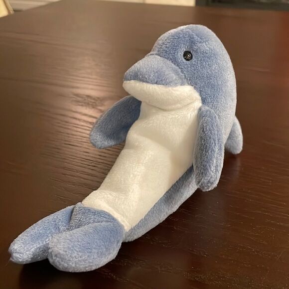 1996 Vintage Ty Beanie Baby Echo the Dolphin PVC Pellets Good Condition 9” long - Picture 1 of 9